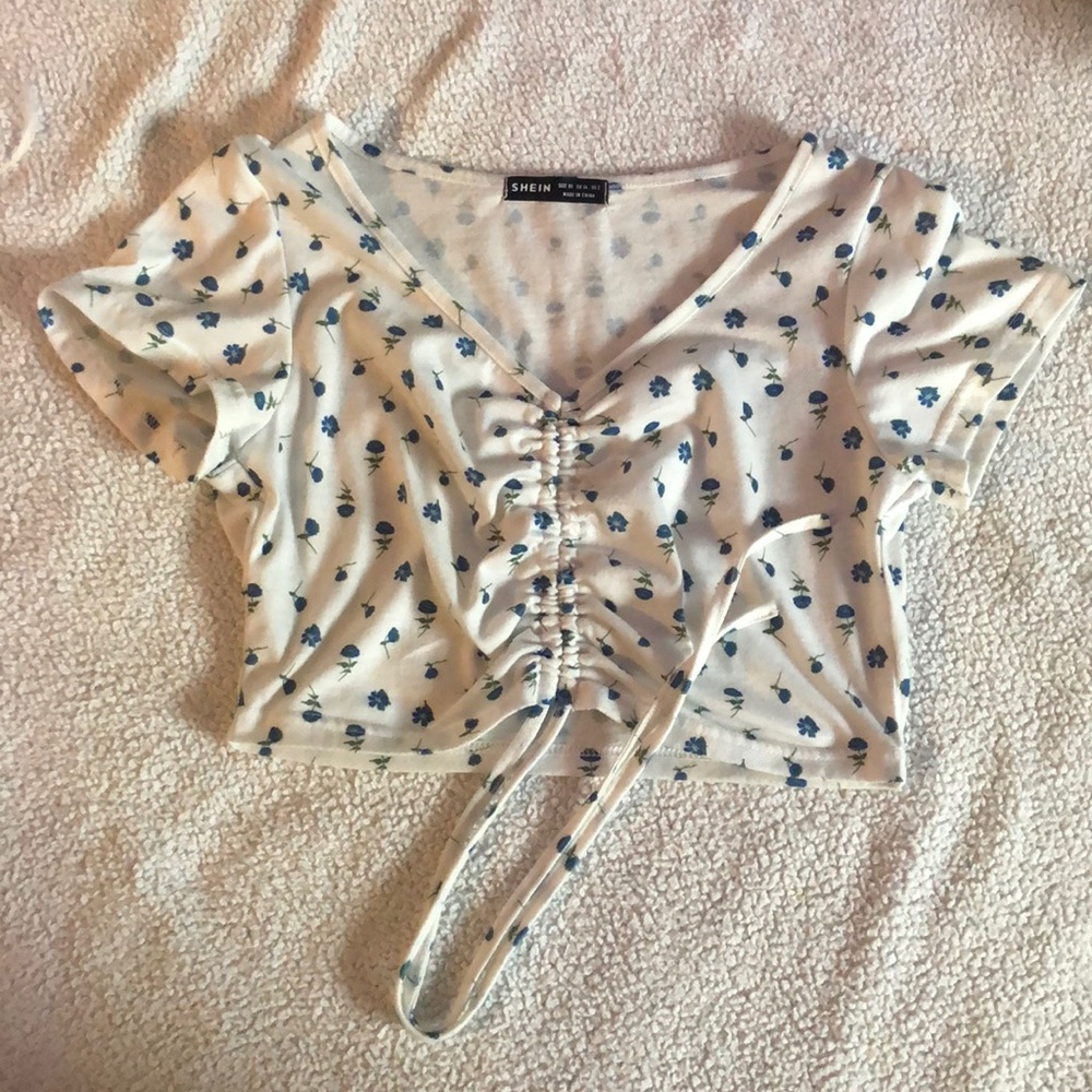 White floral crop top
